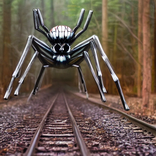 train with spider legs, demon, forest