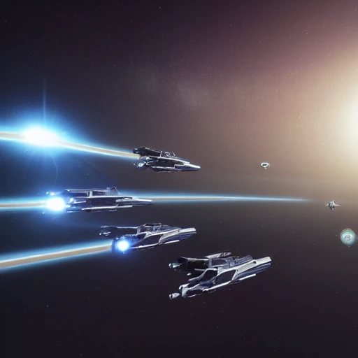 perspective shot, photo of a large spaceship carrier, the spaceship carrier is surrounded by smaller starfighters flying in formation with the carrier,  leaving orbit from a ringed blue gas giant that has a great red spot like Jupiter and rings like Saturn, trending on artstation, cinematic lighting, octane render,  3D