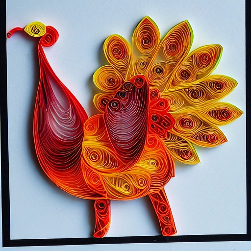 paper quilling, paper cut art, paper illustration, Turkey, thanksgiving, very detailed, 8k --v 4, 3D