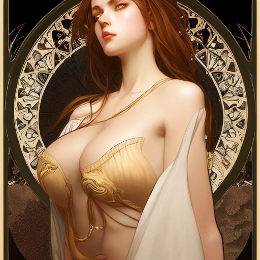 beautiful woman, fantasy, mage, ((perfect big breasts)), art by