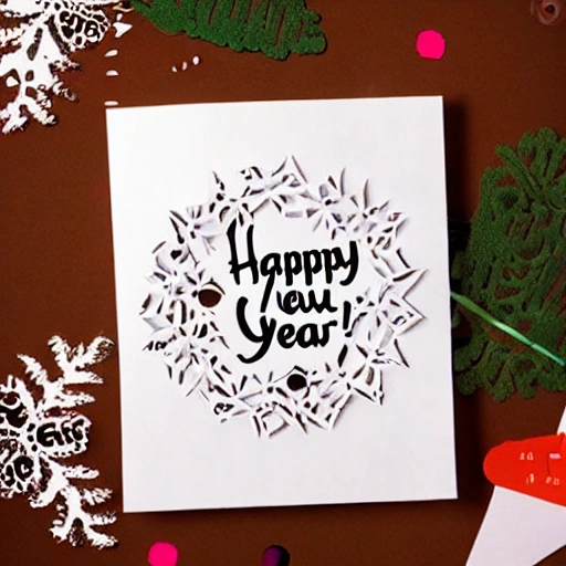 paper cut craft, Happy New Year message