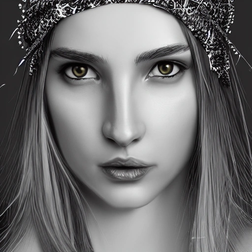 hyper realistic portrait of sexy girl, having a feather cap, a choker and luxurious necklaces, slender and slim, perfect naked breast, detailed eyes, coherent symmetrical face, digital art, perfect anatomy, hyper detailed, highly intricate, concept art, award winning photograph, rim lighting, sharp focus, 8k resolution wallpaper, smooth, denoise