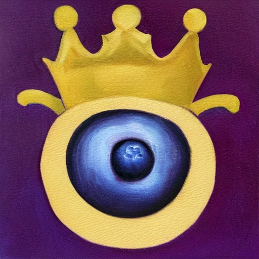 logo of a blueberry with a crown, Oil Painting