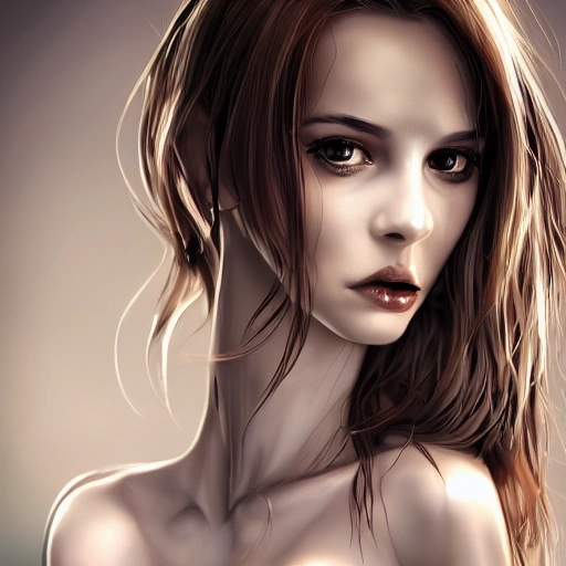 Sexy girl, slender and slim, perfect naked breast, detailed eyes, coherent symmetrical face, digital art, perfect anatomy, hyper detailed, highly intricate, rim lighting, sharp focus, 8k resolution wallpaper, smooth, denoise