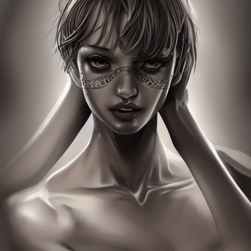 Sexy girl, slender and slim, perfect naked breast, detailed eyes, coherent symmetrical face, digital art, perfect anatomy, hyper detailed, highly intricate, rim lighting, sharp focus, Full body , smooth, denoise