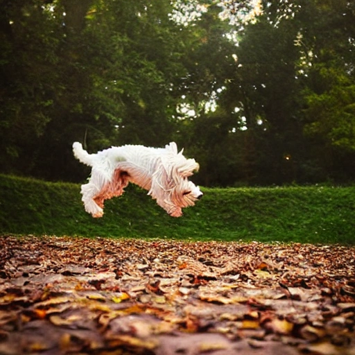 Hyperrealistic photography of dancing dog