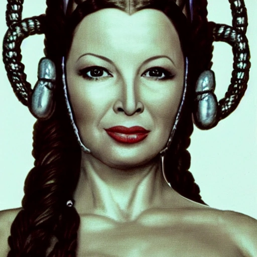 hyper realistic portrait of mid-twenties Fran Drescher as blonde slave Princess Leia , young beautiful swedish woman, slave Leia outfit aboard Jabba's sail barge, ultra realistic, concept art, elegant, ((intricate)), ((highly detailed)), (((depth of field))), ((professionally color graded)), detailed eyes, coherent symmetrical face, digital art, perfect anatomy, hyper detailed, highly intricate, concept art, award winning photograph, rim lighting, sharp focus, 8k resolution wallpaper, smooth, denoise, art by artgerm and greg rutkowski and alphonse mucha