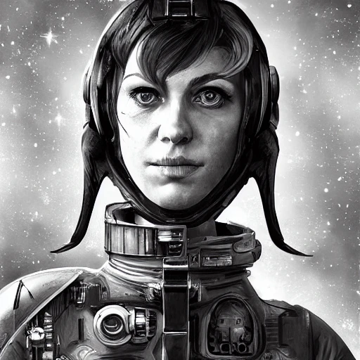 Gwen Hajek As Space Mechanic Repairing Starfighter Grimy Appear Arthub Ai