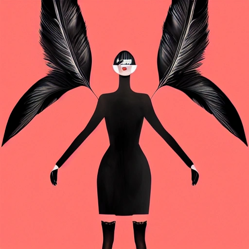 1 girl with a great body, a feather, slender, extremely sexy black dress, detailed black eyes, japanese, digital art, vibrant high contrast, super detailed, highly complex, concept art, very coherent and symmetrical face, winning photo, very photographic, vivid shadow effect, extremely realistic, edge lighting, sharp focus, 8k resolution wallpaper, smoothing, noise reduction