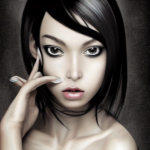 1 portrait of a girl with a great body, slender, extremely sexy black dress, detailed eyes, detailed black long hair, Japanese, vibrant high contrast, super detailed, highly complex, concept art, very coherent and symmetrical Face, very photography, vivid shadow effect, extremely realistic, edge lighting, sharp focus, 8k resolution wallpaper, smooth, background falling black feathers