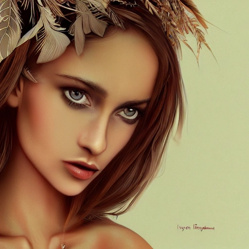 hyper realistic portrait of sexy girl, having a feather cap, a choker and luxurious necklaces, slender and slim, perfect naked breast, detailed eyes, coherent symmetrical face, digital art, perfect anatomy, hyper detailed, highly intricate, concept art, award winning photograph, rim lighting, sharp focus, 8k resolution wallpaper, smooth, denoise