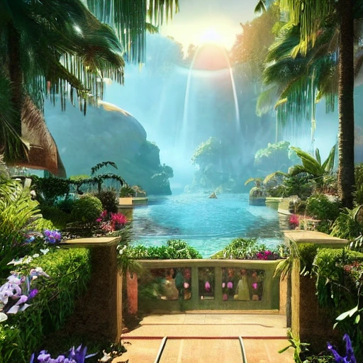 A vision of paradise, Unreal Engine, The word 2023 and happy new year must come out, 