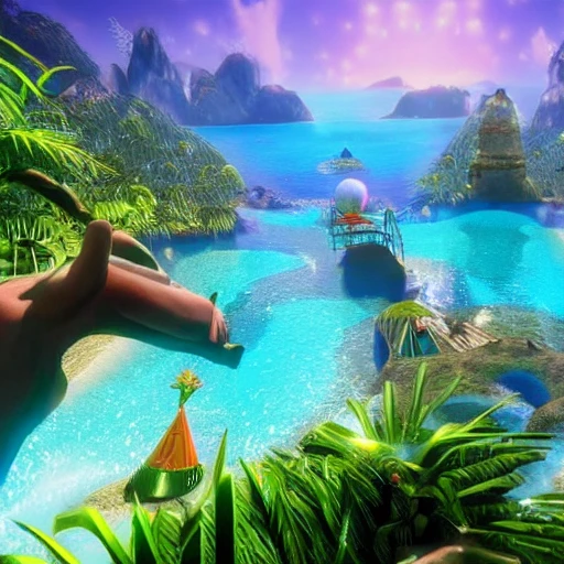 A vision of paradise, Unreal Engine, The word "2023" and "Happy new year" must come out, 