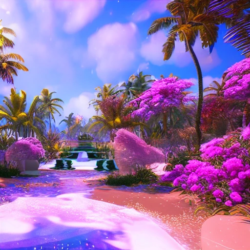 A vision of paradise, Unreal Engine, with "HAPPY NEW YEAR"