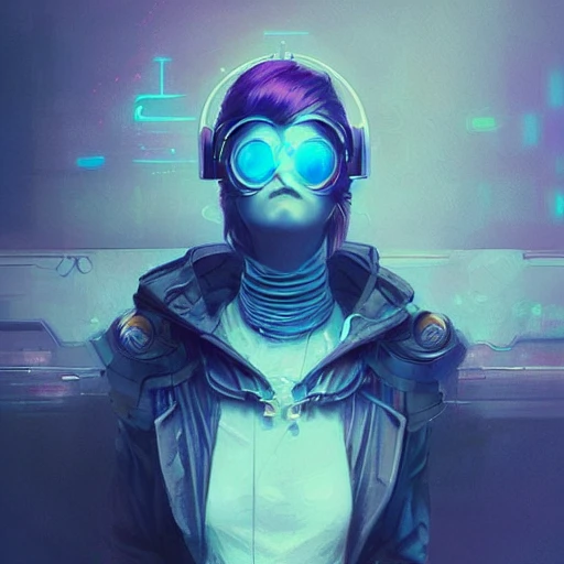 a beautiful portrait of a cute cyberpunk bird by greg rutkowski and wlop, purple blue color scheme, high key lighting, digital art, highly detailed, fine detail, intricate, ornate, complex, Trippy, Cartoon, 3D, Pencil Sketch, Water Color, Oil Painting