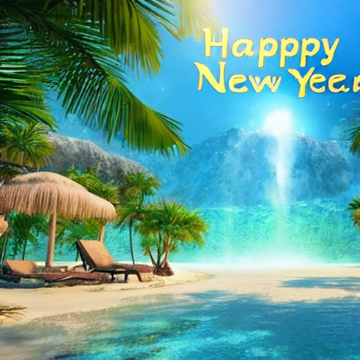 A vision of paradise, Unreal Engine, The word "HAPPY NEW YEAR" must come out