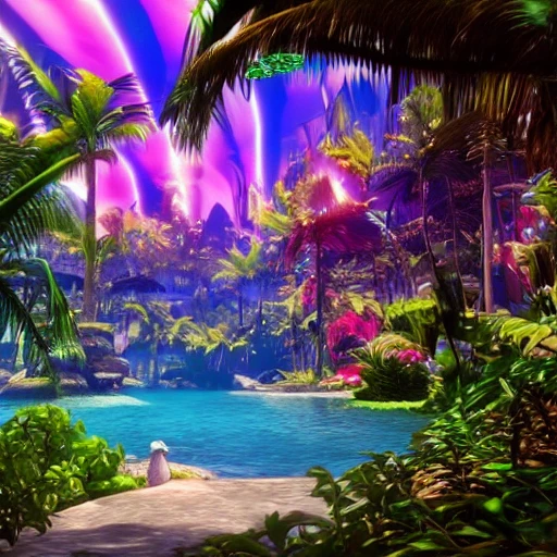 A vision of paradise, Unreal Engine, The word " HAPPY NEW YEAR " must come out, 2023