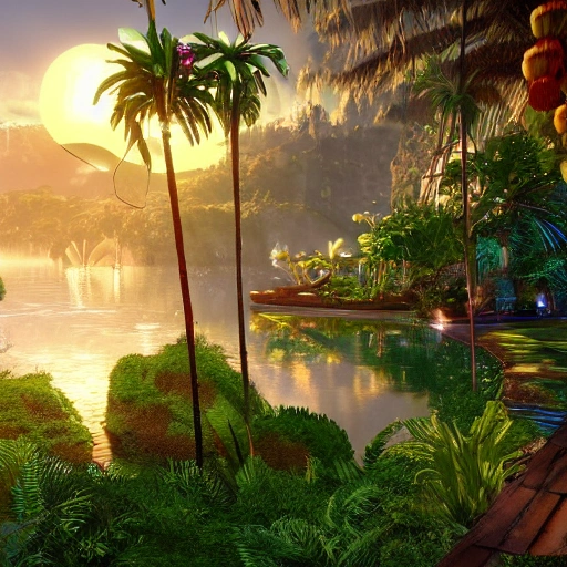 A vision of paradise, Unreal Engine, The word HAPPY NEW YEAR must come out, 2023