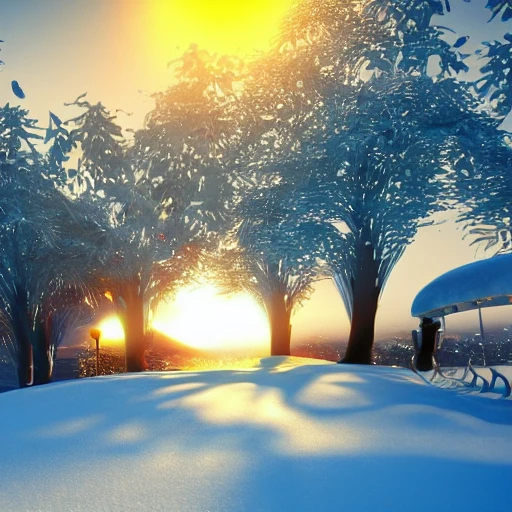 The word "HAPPY NEW YEAR" must come out, A vision of paradise, Unreal Engine, SAMSUNG Style, winter, snow