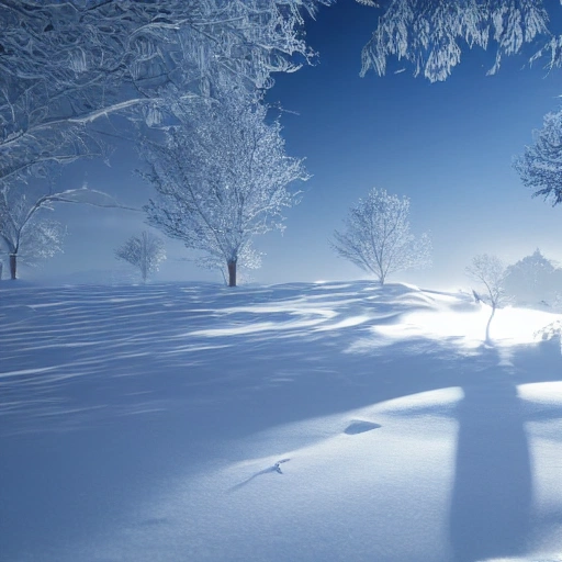 A vision of paradise, Unreal Engine, winter, snow, The word "SAMSUNG FINANCE AI CENTER" must come out, rising sun