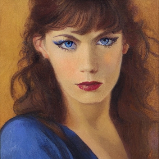 portrait of a beautiful brunette woman with blue eyes