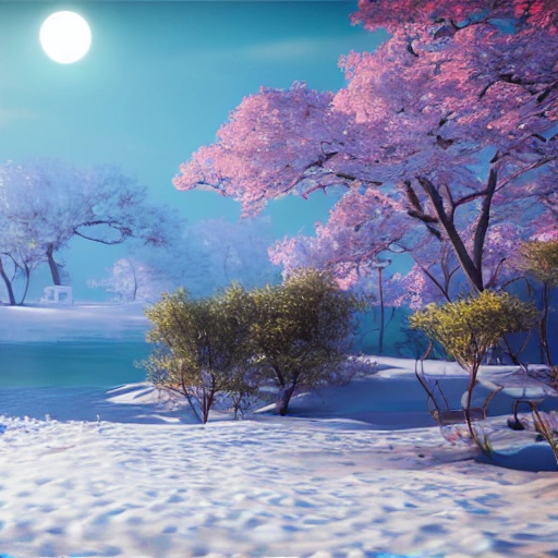 A vision of paradise, Unreal Engine, winter, rising sun, samsung ...