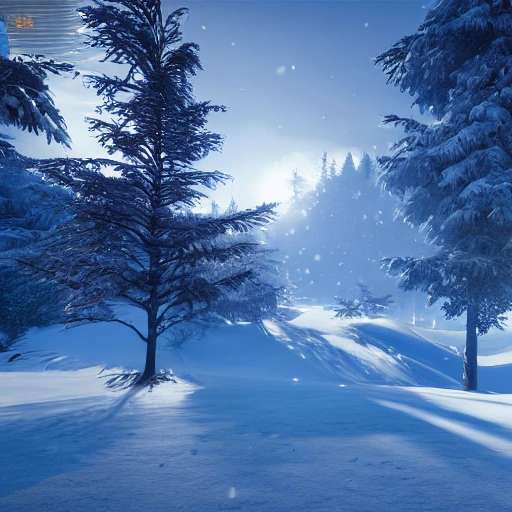 A vision of paradise, Unreal Engine, winter, rising sun, samsung style, Вы должны написать слово happy new year