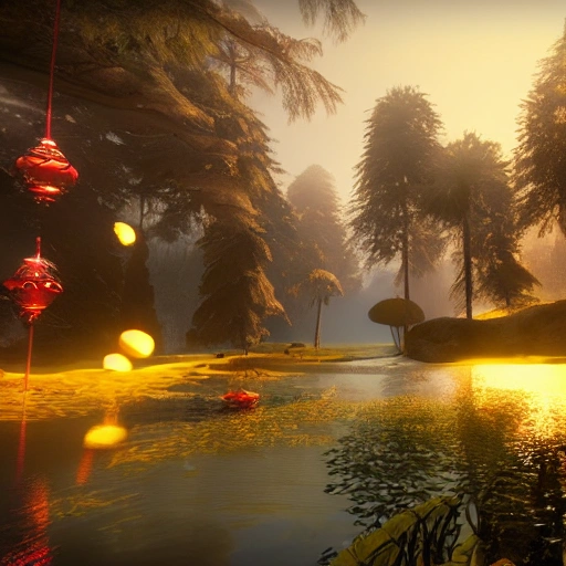 Must contain the letter or word "Happy new year" only once, A vision of paradise, Unreal Engine, winter, rising sun
