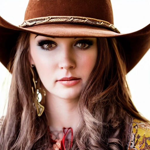 professional portrait photograph of a gorgeous rancher girl, sed ...