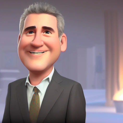 screenshot of Ken Griffin in a pixar movie. 3 d rendering. unreal engine. amazing likeness. very detailed. cartoon caricature. , 3D