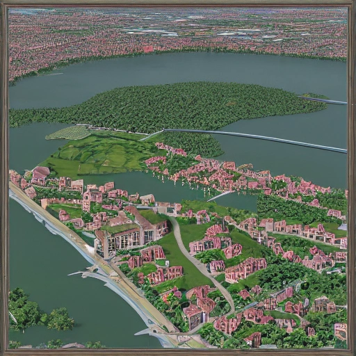 01.	The a Belgian city  was built on a hill by the shores of a lake, with houses all verandas one above the other, and high streets whose railed parapets look out to the water.  , 3D