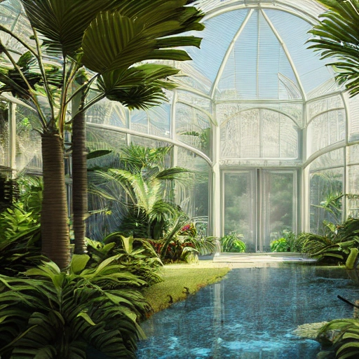 serene	palm house , Photo, Realistic, 16-bit, HD, Beautiful Lighting, Warm Color Palette, Serene, Unreal Engine, coherent, , Octane Render Ultra-Realistic, van deysen