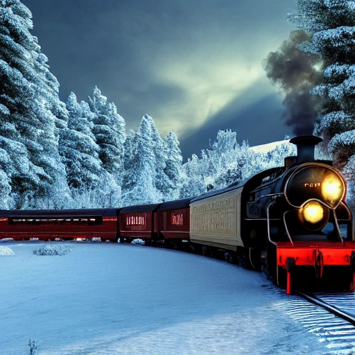 steam train driving through the snow, the polar express, scenic ...