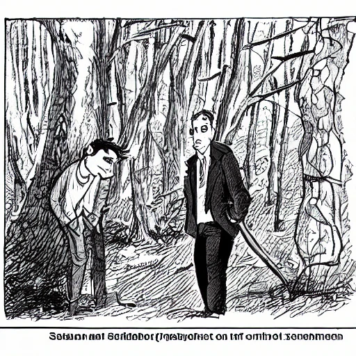 Sebastian Kurz and Karl Nehmer in the woods, Cartoon