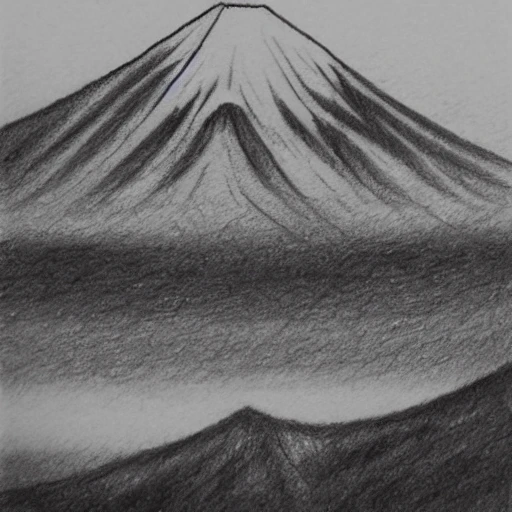 Mount Fuji  in stile, Pencil Sketch