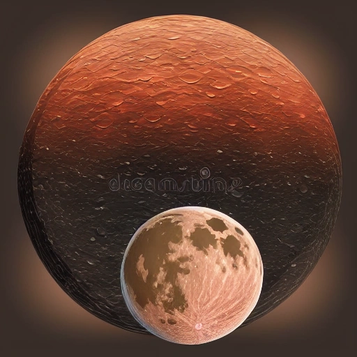 realistic vector moon landscape, beautiful valley with strong colors, in background planets and stars