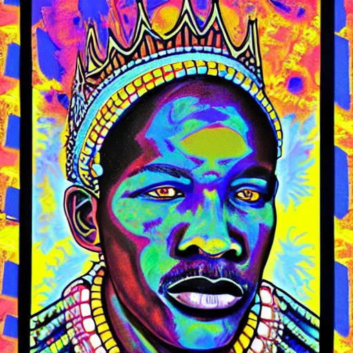 portrait of a futuristic African King, Trippy