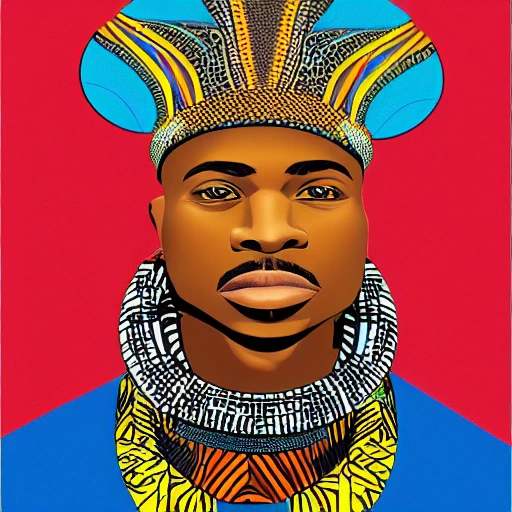 portrait of a futuristic space age African King