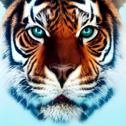 visage humain mixé à une gueule de tigre, Trippy