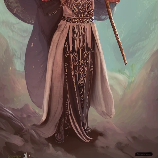 louhi from kalevala, scandinavian female mage, medieval dark witch, long dark hair, in her 50s, tribe leader, warm fantasy clothing, wearing magic amulets, wearing long earrings, casting a spell, overflowing energy, highly detailed, simple background, digital painting, trending on artstation, pixiv, fantasy videogame concept art, sharp focus, illustration