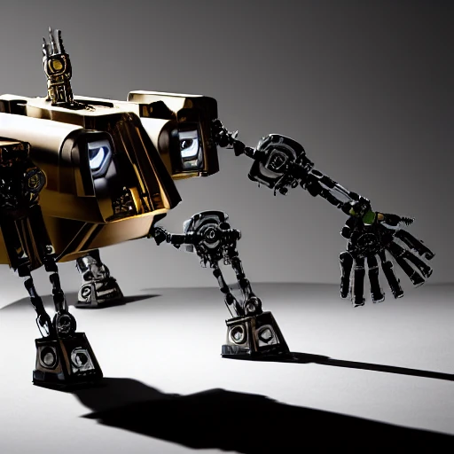 A dramatic robot from the Star Wars RPG universe, with intricate details and glossy metallic finish, photographed by Annie Leibovitz. The droid is captured in the moment of ingesting a small white capsule, set against a dark and moody backdrop. The image is captured with a Canon EOS 1DX Mark II camera, with a shallow depth of field and low ISO to enhance the contrast and provide a cinematic look. The lighting is set up to mimic the dim, atmospheric lighting of the Star Wars films, with soft studio lights diffused through a translucent scrim. The final image is to be a high-resolution, 8k, award-winning masterpiece, with a 3:2 aspect ratio for a horizontal orientation. --ar 3:2