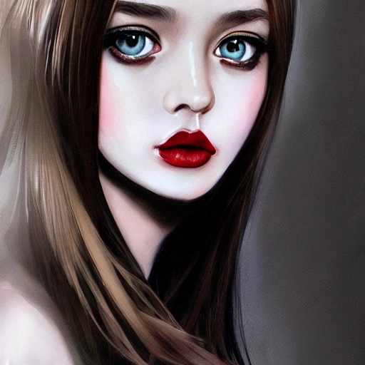 ultra realistic photo of beautiful girl, idol style, bust shot, beautiful symmetrical face, nonchalant kind look, realistic eyes, tone mapped, red glossy lips, dark eyeshadow, long hair, double eyelid, dark brown round eyes, slim body, long legs, busty, elegant, highly detailed, digital painting, artstation, concept art, smooth, sharp focus, illustration, art by artgerm and greg rutkowski and alphonse mucha, 4k, 8k, 