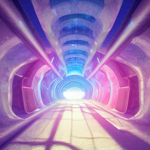  white and blue crystal galactic ambiance unknown place tunnel , full of details, smooth, bright sunshine，soft light atmosphere, light effect，vaporwave colorful, concept art, smooth, extremely sharp detail, finely tuned detail, ultra high definition, 8 k, unreal engine 5, ultra sharp focus, Trippy, , Cartoon, , 3D