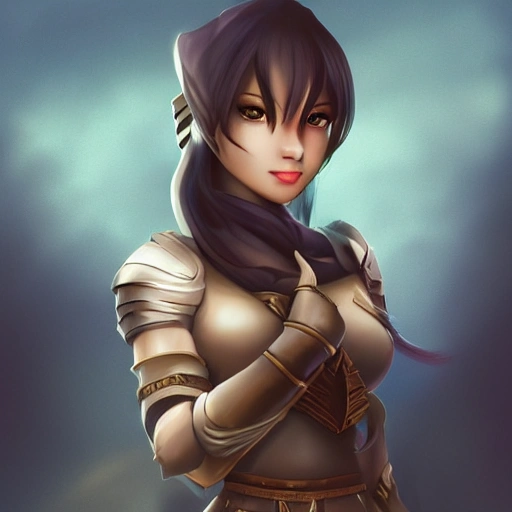 mdjrny-v4 style, artstation, pixiv, {{{powerful female knight}}}, eastern arabian look, simple solid color background, highly detailed, hyperrealistic portrait of fantasy warrior in her 30s, wearing jewelry, hand, brown skin color, 1girl, gorgeous anime girl, illustrated, strong eye makeup, colored lips, long hair, perfect anatomy, medium breasts, perfect breasts, detailed eyes, serious look, sharp focus, beautiful detailed eyes, vibrant colors, colorful hair, strong colors, medieval light clothing, busty, chubby body, volumetric lighting, looking at viewer, pov, {{in style of fire emblem the videogame}}, in style of hades the videogame, very thick black outlines, cartoony, painted with ink, in style of final fantasy tactics game, waist up portrait, {very blunt borders}, adult cartoon, character concept art,  by HACCAN, by Kita Senri, by Nishiki Arekum, by azu-taro, 