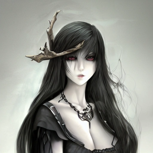 mdjrny-v4 style, artstation, pixiv, {{dark fantasy druid lady}}, simple solid color background, highly detailed, hyperrealistic full body portrait of fantasy witch, 30 years old woman, wearing jewelry, black hair, 1girl, gorgeous anime girl, illustrated, strong eye makeup, perfect anatomy, gothic, even lighting, perfect breasts, detailed eyes, serious look, sharp focus, beautiful detailed eyes, vibrant colors, colorful hair, strong colors, wide shoulders and strong arms, wearing medieval robe, busty, {{in style of 2d Japanese RPG artwork}}, in style of hades the videogame,  very thick outlines, cartoony, {very blunt borders}, adult cartoon, character concept art,  by artgerm, morandi color scheme, artstation, by ilya kuvshinov, by wlop, comic book cover style