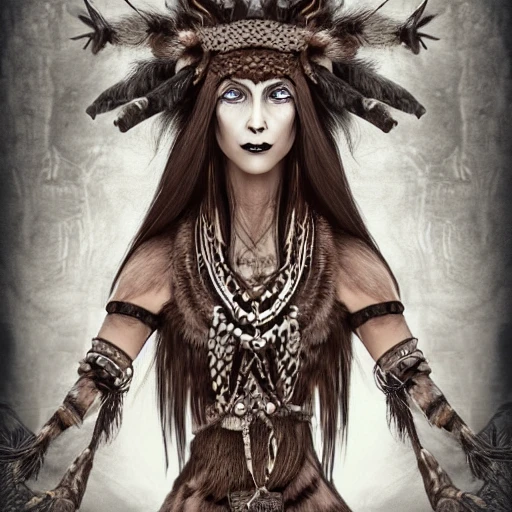 {{{dark fantasy female witch queen from lapland}}}, highly detai ...