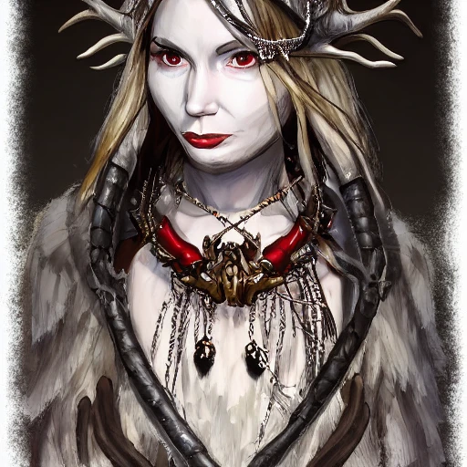 mdjrny-v4 style, artstation, pixiv, {{{dark fantasy rpg powerful dark mage from lapland}}}, simple solid color background, highly detailed, hyperrealistic full body portrait of female druid tribe leader from scandinavia, wearing jewelry and magic amulets made of small bones and antlers, {{wearing warm medieval clothing}}, magic, 1woman, gorgeous anime woman, illustrated, eye makeup, long dark natural hair, occultism, dark magic, perfect anatomy, detailed eyes, sharp focus, beautiful eyes, strong colors, even lighting, fighting stance, simple solid background, {{in style of fire emblem the videogame}}, in style of hades the videogame, very thick black outlines, cartoony, in style of marvel comics, painted with ink, {very blunt borders}, adult cartoon, character concept art,  by HACCAN, by Kita Senri, by Suzuki Rika, by azu-taro, comic book cover style