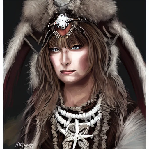 mdjrny-v4 style, artstation, pixiv, {{{dark fantasy rpg powerful dark mage from lapland}}}, simple solid color background, highly detailed, hyperrealistic full body portrait of female druid tribe leader from scandinavia, wearing jewelry and magic amulets made of small animal bones, {{wearing warm medieval clothing}}, heavy robe, light armor, magic, 1woman, gorgeous anime woman, illustrated, eye makeup, long dark natural hair, occultism, dark magic,  grim and gothic, perfect anatomy, detailed eyes, sharp focus, beautiful eyes, strong colors, even lighting, fighting stance, simple solid background, {{in style of fire emblem the videogame}}, in style of hades the videogame, very thick black outlines, cartoony, in style of marvel comics, painted with ink, {very blunt borders}, adult cartoon, character concept art,  by HACCAN, by Kita Senri, by Suzuki Rika, by azu-taro, comic book cover style