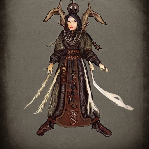 mdjrny-v4 style, artstation, pixiv, {{{dark fantasy rpg powerful dark mage from lapland}}}, simple solid color background, highly detailed, hyperrealistic full body portrait of female druid tribe leader from scandinavia, wearing jewelry and magic amulets made of small animal bones, {{wearing warm medieval clothing}}, heavy robe, light armor, magic, 1woman, gorgeous anime woman, illustrated, eye makeup, long dark natural hair, occultism, dark magic,  grim and gothic, medieval light armor, perfect anatomy, detailed eyes, sharp focus, beautiful eyes, strong colors, even lighting, fighting stance, simple solid background, {{in style of fire emblem the videogame}}, in style of hades the videogame, very thick black outlines, cartoony, in style of marvel comics, painted with ink, {very blunt borders}, adult cartoon, character concept art,  by HACCAN, by Kita Senri, by Suzuki Rika, by azu-taro, comic book cover style