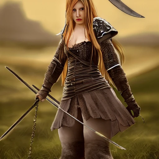 mdjrny-v4 style, artstation, pixiv, {{{dark fantasy rpg warrior princess holding a spear in her hand}}}, simple solid color background, highly detailed, {{hyperrealistic full body portrait of young woman from scandinavia}}, wearing jewelry, {{wearing medieval leather armor}}, medieval hunter gear, magic, 1woman, gorgeous anime woman, illustrated, eye makeup, long natural hair, grim and gothic, perfect anatomy, beatiful and detailed eyes, sharp focus, beautiful eyes, strong colors, even lighting, guard stance, simple solid background, {{in style of fire emblem the videogame}}, in style of hades the videogame, very thick black outlines, cartoony, in style of marvel comics, painted with ink, {very blunt borders}, adult cartoon, character concept art,  by HACCAN, by Kita Senri, by Suzuki Rika, by azu-taro, comic book cover style